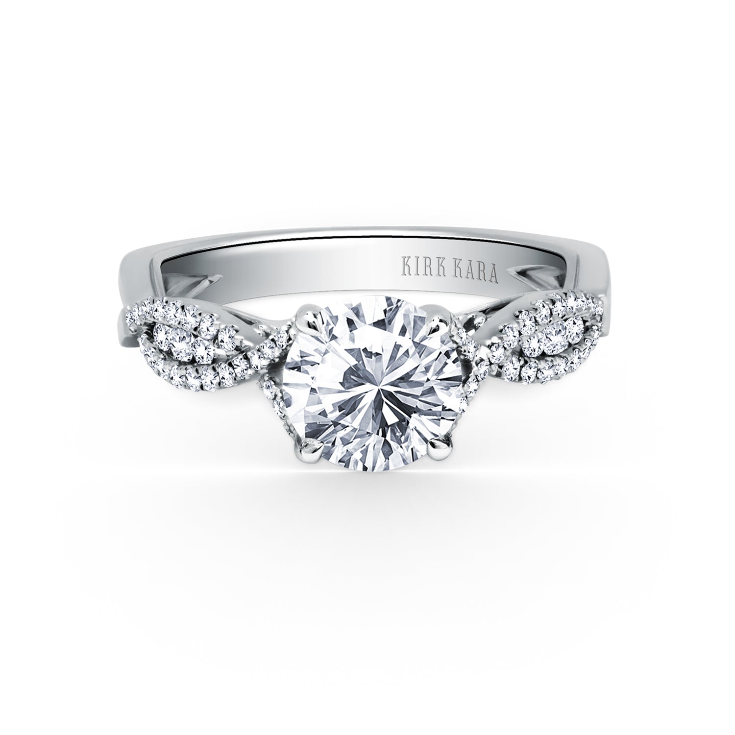Twisted Pave Shank Round Cut Lab Grown Diamond Halo Engagement Ring